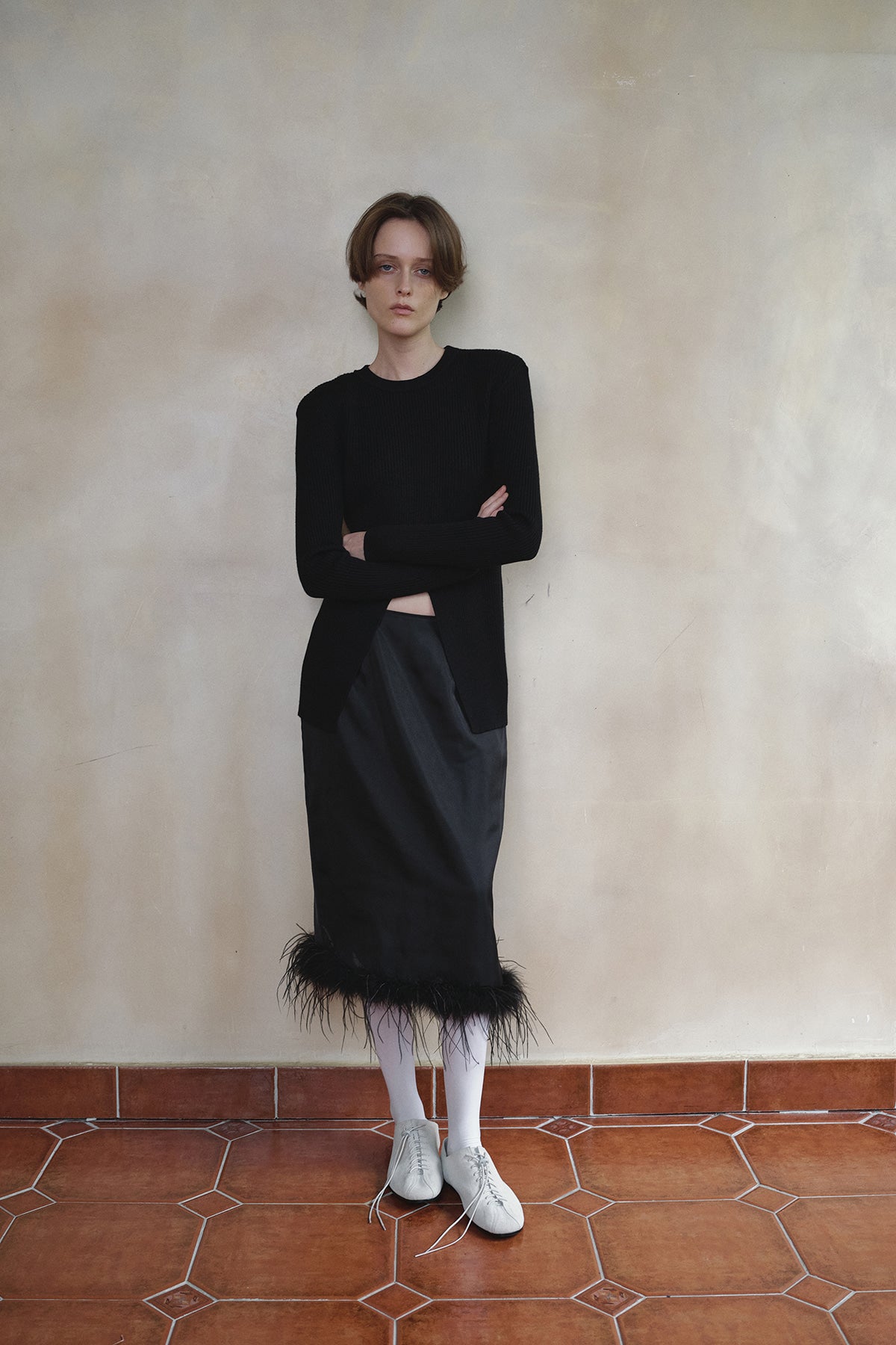 Overdueflair Wool Ribbed Slit Knit Black