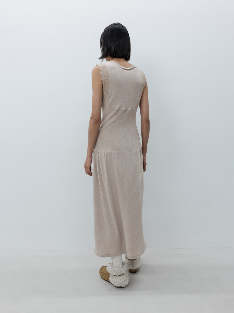 Low Classic Sleeveless Jersey Dress Beige