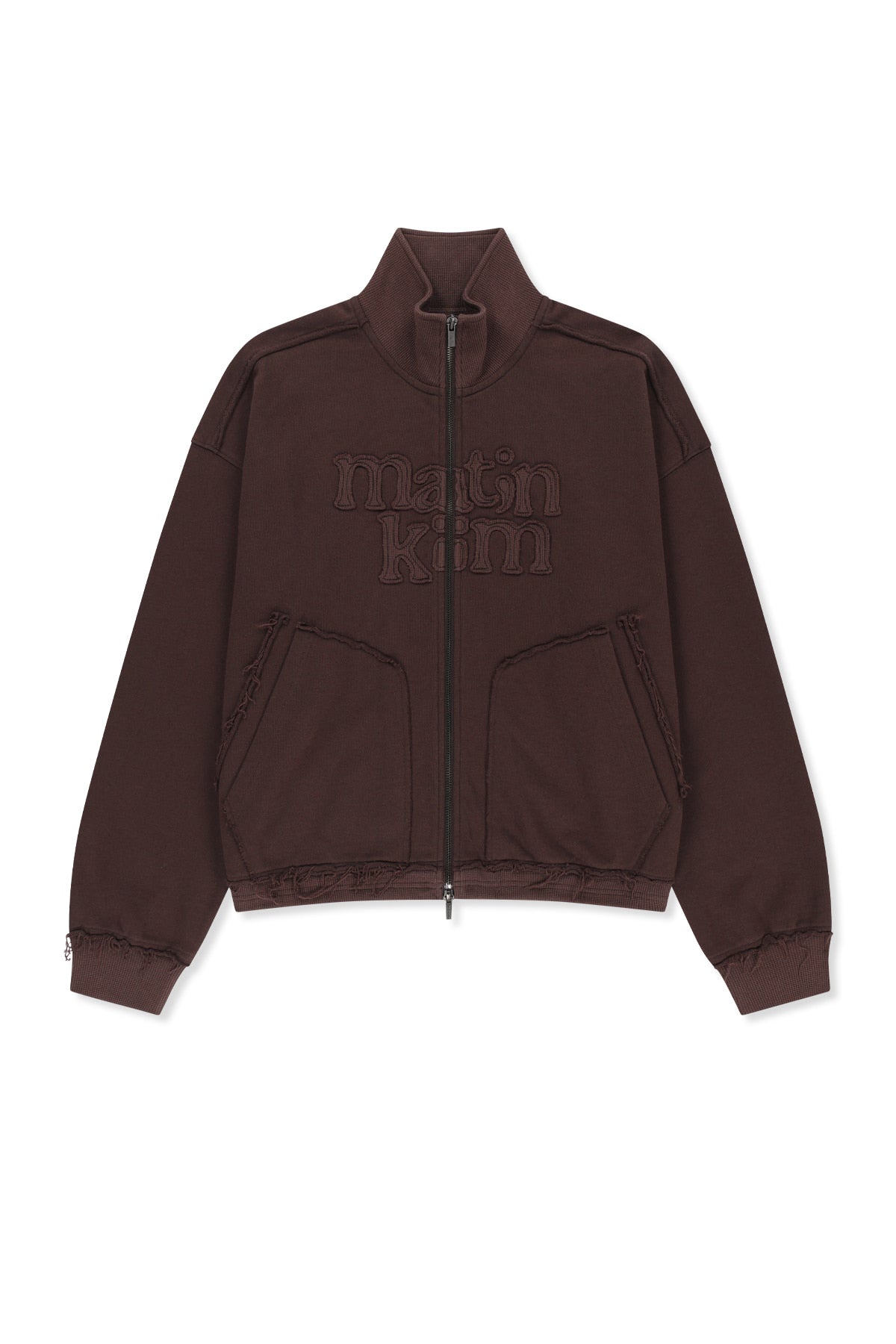 Matinkim Mixed Waffle Applique Logo Zip UP IN Brown
