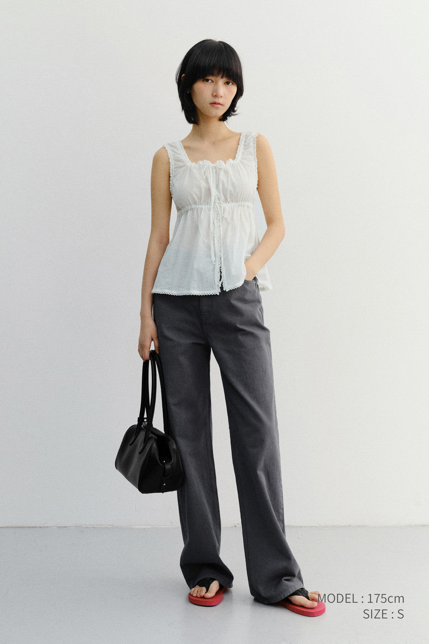 Dunst Shirring Sleeveless Blouse Ivory