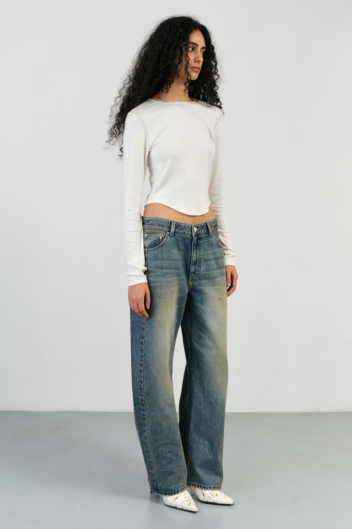 Instantfunk Round Hem Line Tee - Ivory