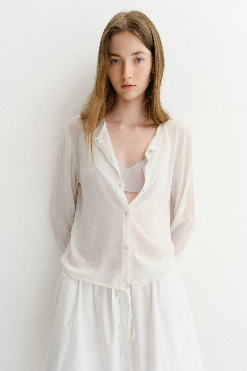 Dunst Summer Essential Crewneck Cardigan White