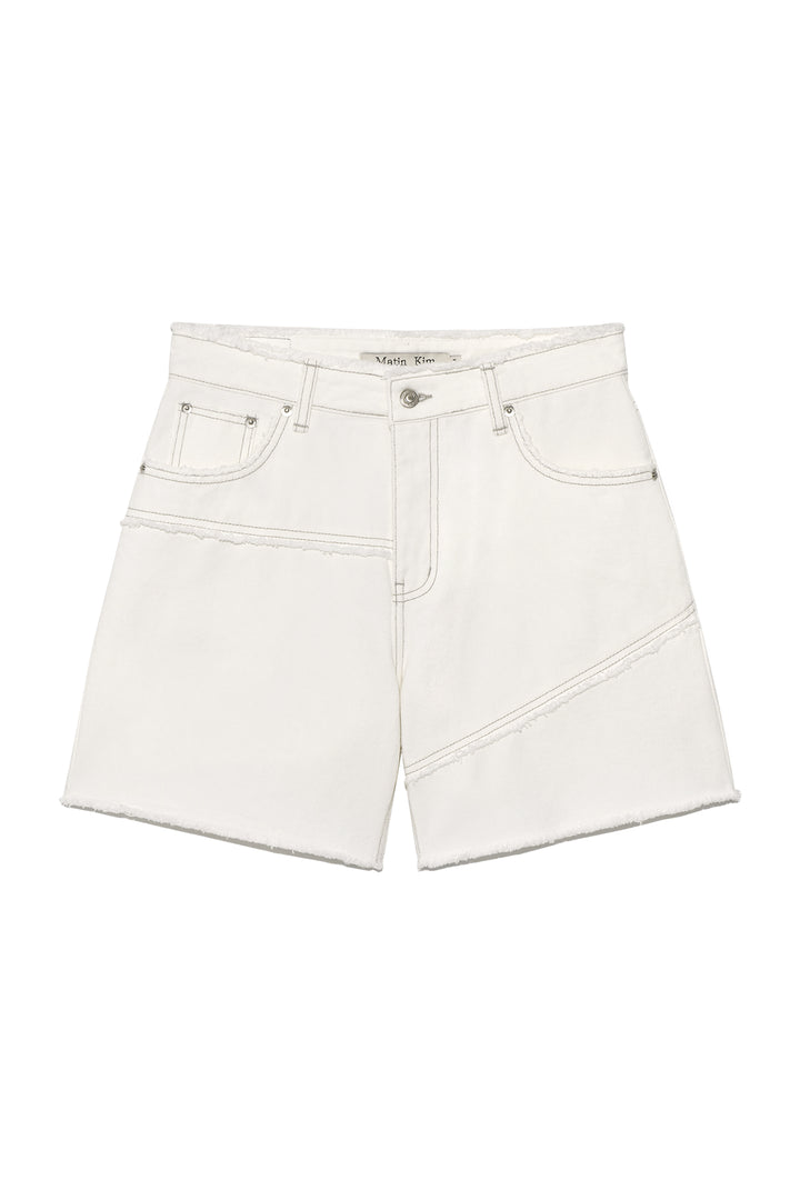 Matinkim Cut Line Point Denim Shorts IN White