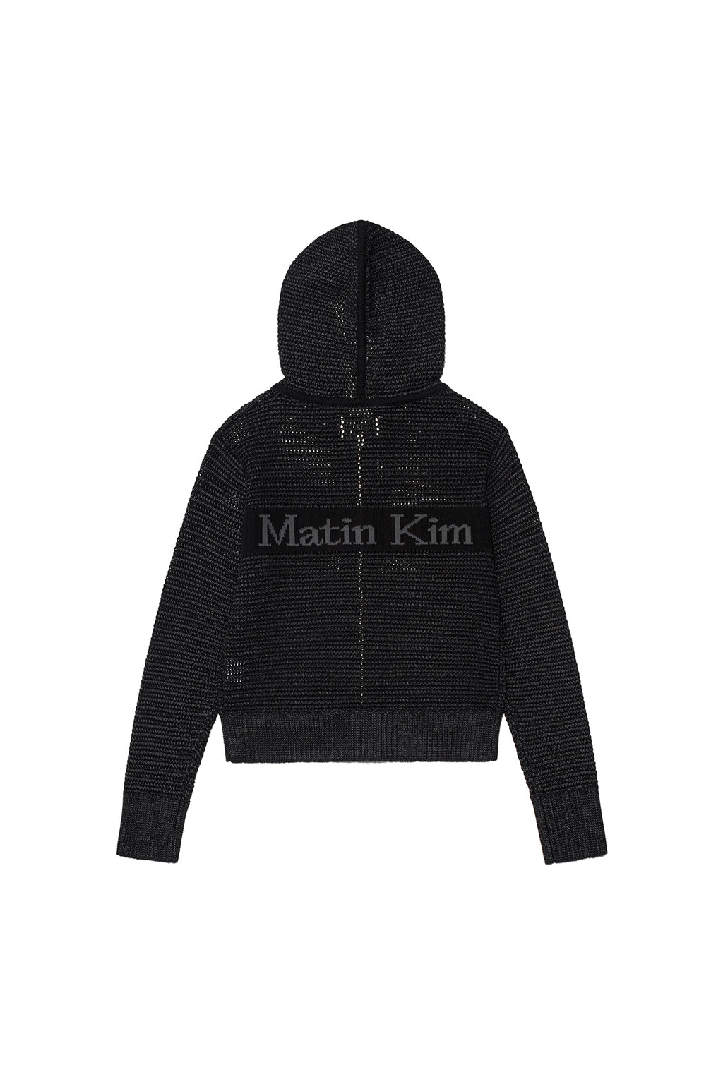 Matinkim Two Tone Mesh Knit Hoody Zip UP IN Black