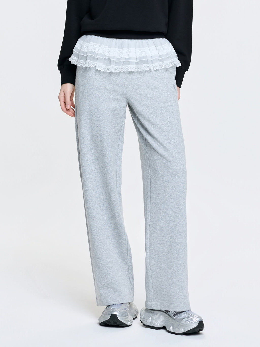 [mlb korea] Women's Basic Lace Ruffle Semi Wide Pants