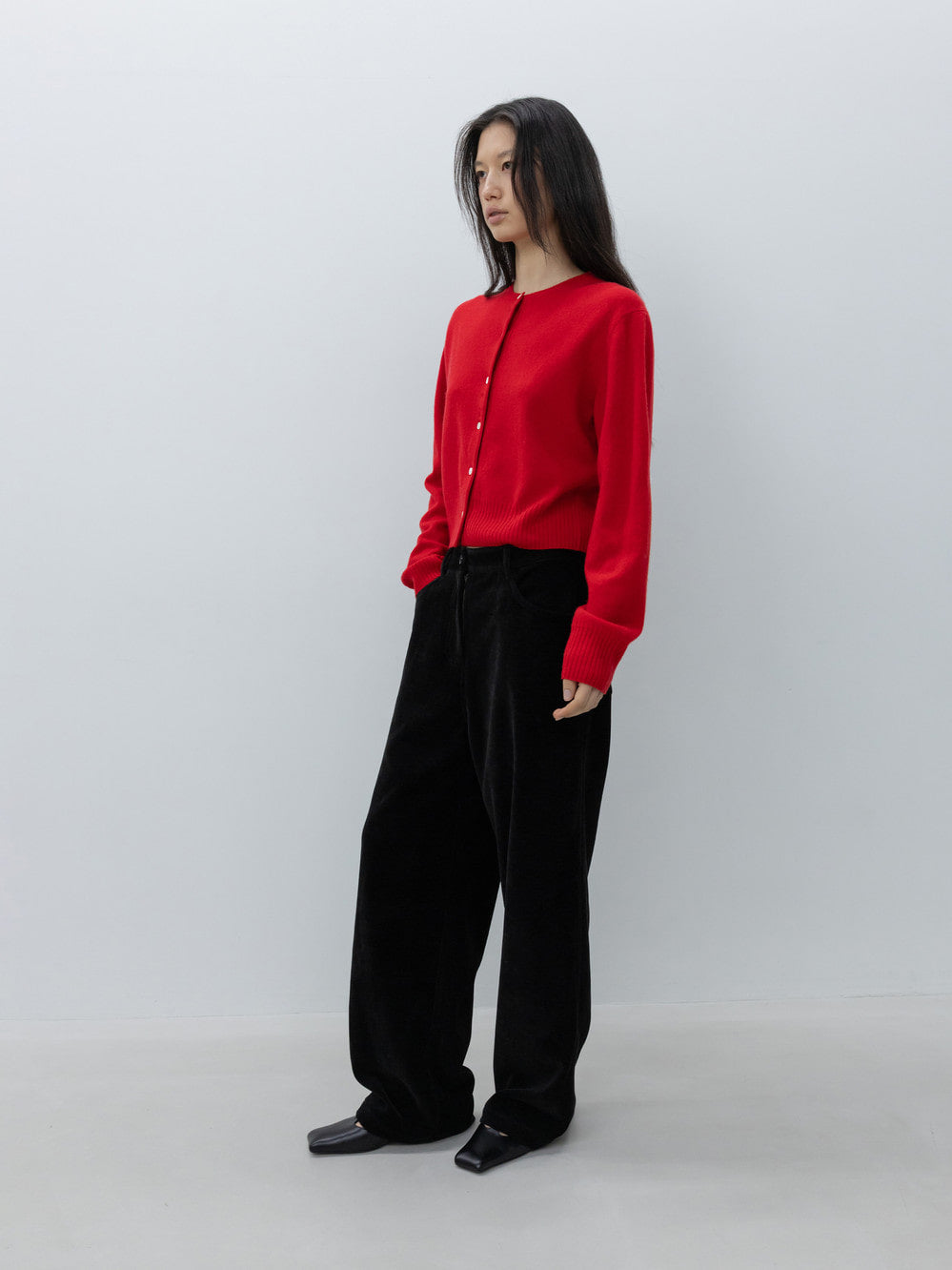 Low Classic Crop Wool Cardigan Red