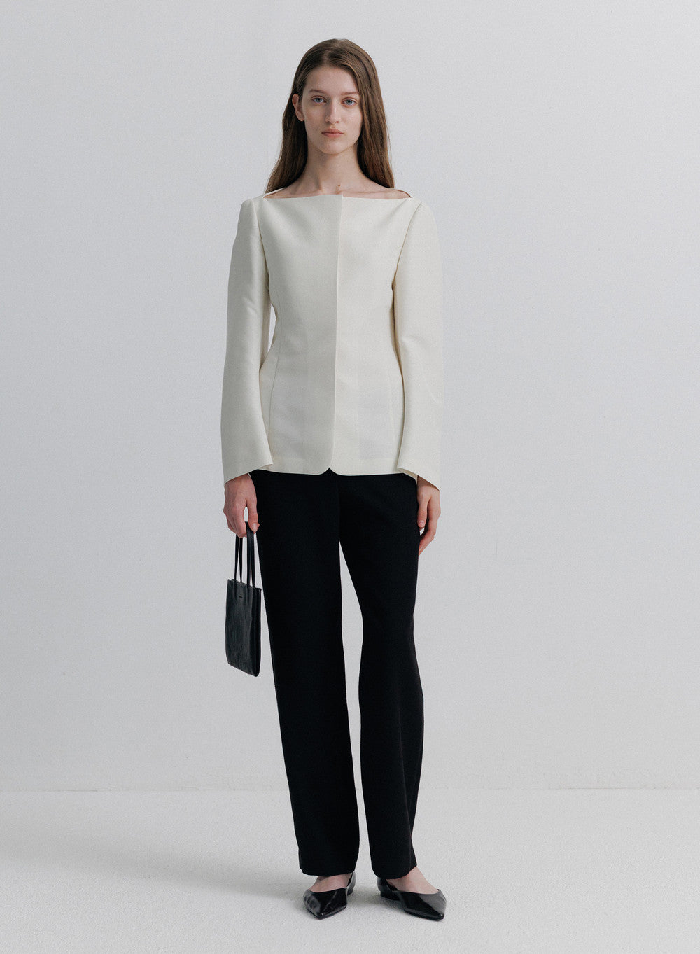 Kindersalmon Linnea Wool Silk Blouse Bone