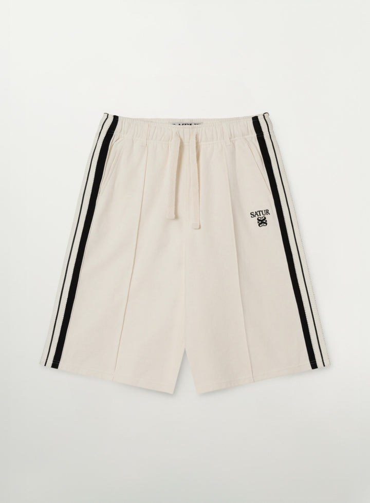 Satur Lawton Lining Track Shorts - Cream Black
