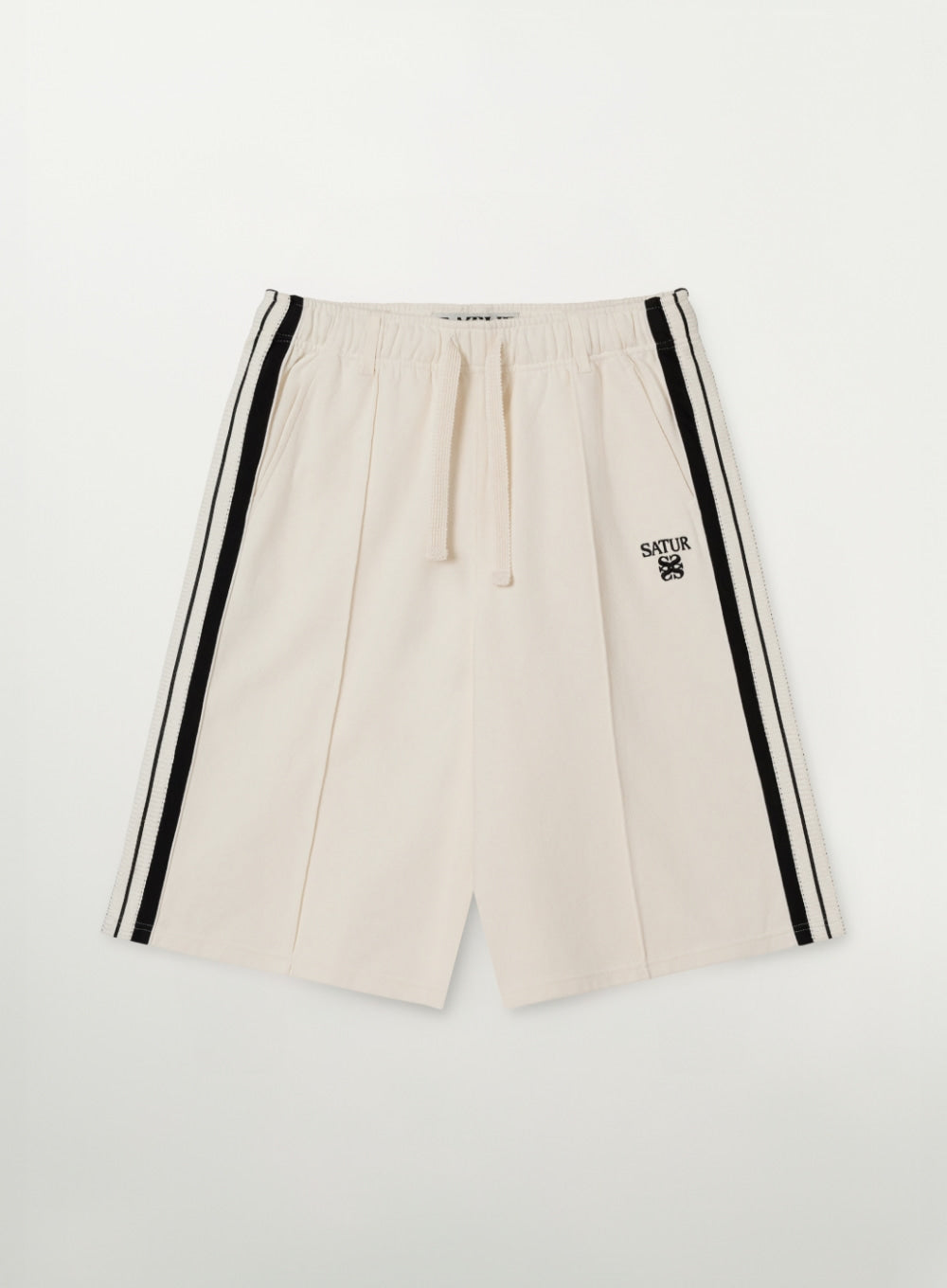 Satur Lawton Lining Track Shorts - Cream Black