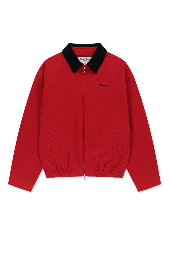 Matinkim Corduroy Contrast Trim Blouson Jumper IN Red