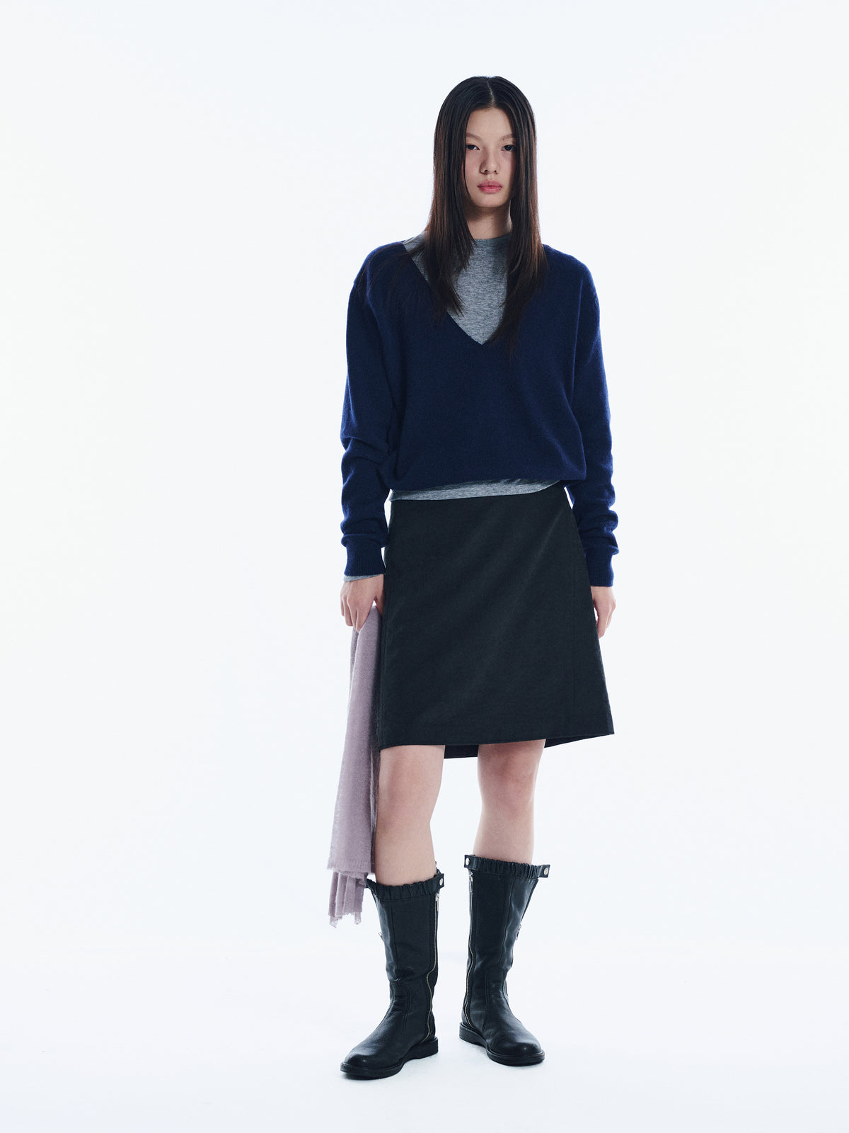 Low Classic Wool Cash Blend V-Neck Sweater Navy