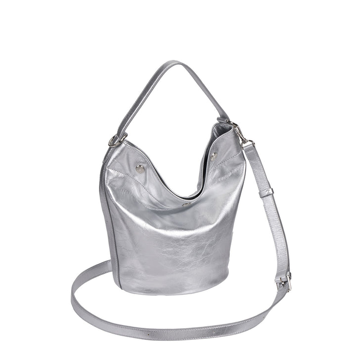 Vunque Perfec Button Up Flow Hobo M Silver