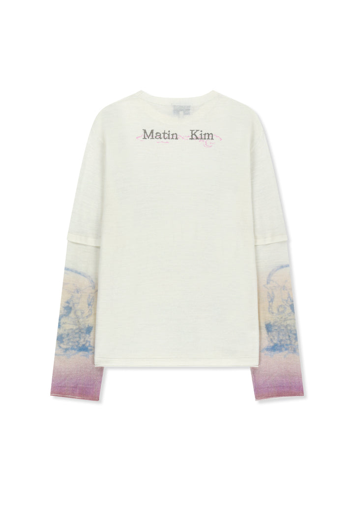 Matinkim Sleeve Print Knit Pullover IN Ivory