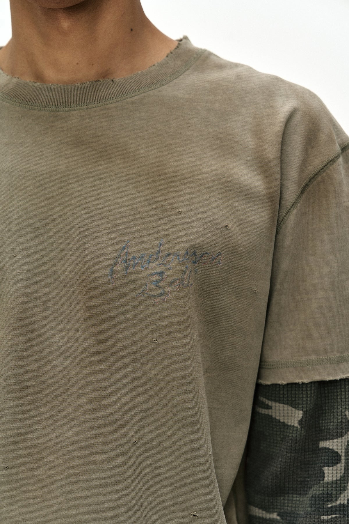 Andersson Bell Distress Layered Long Sleeve T-Shirt