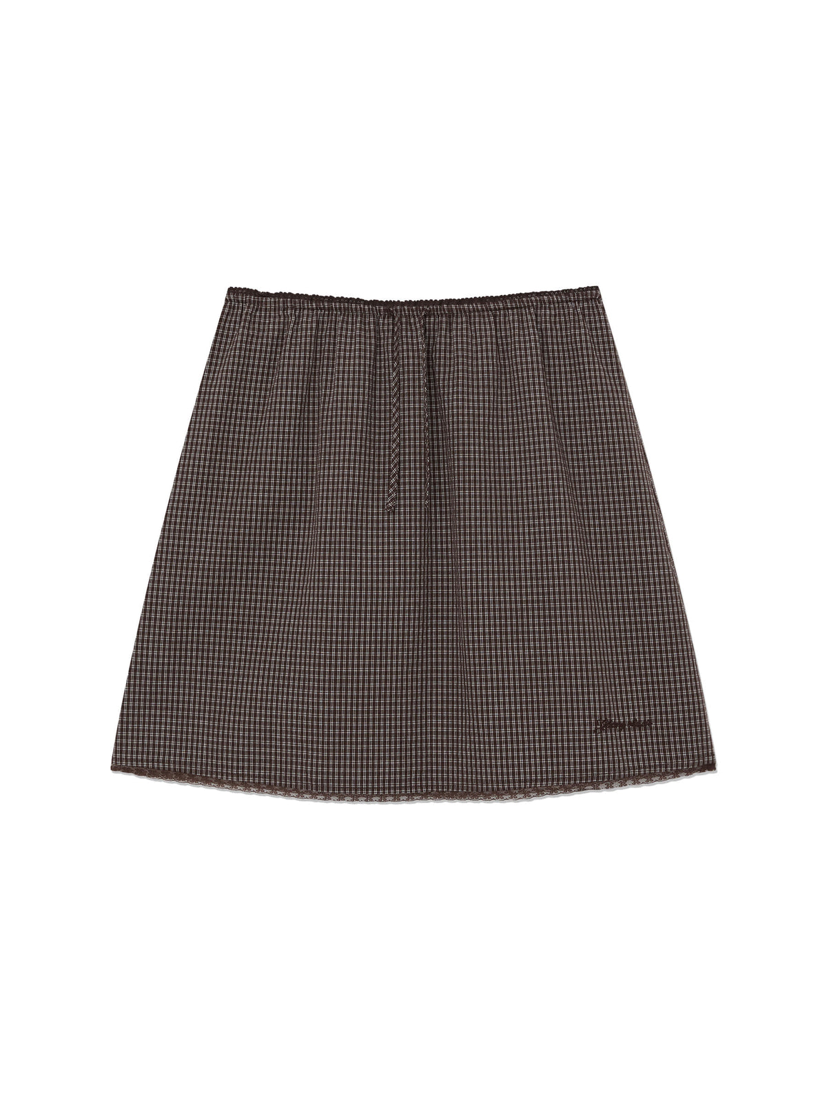 GLOWNY G Classic Lace-Up Midi Skirt (Brown)