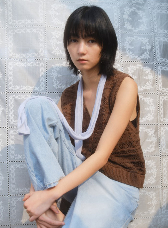 Mango Maniplease Baia Linen Scarf Baby Blue