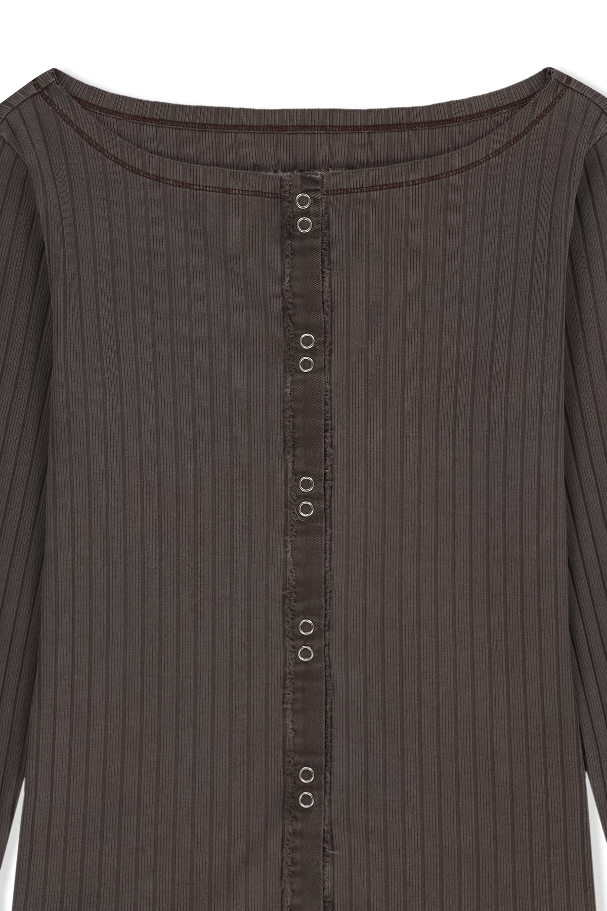 Matinkim Vintage Washed Ribbed Snap Top IN Brown