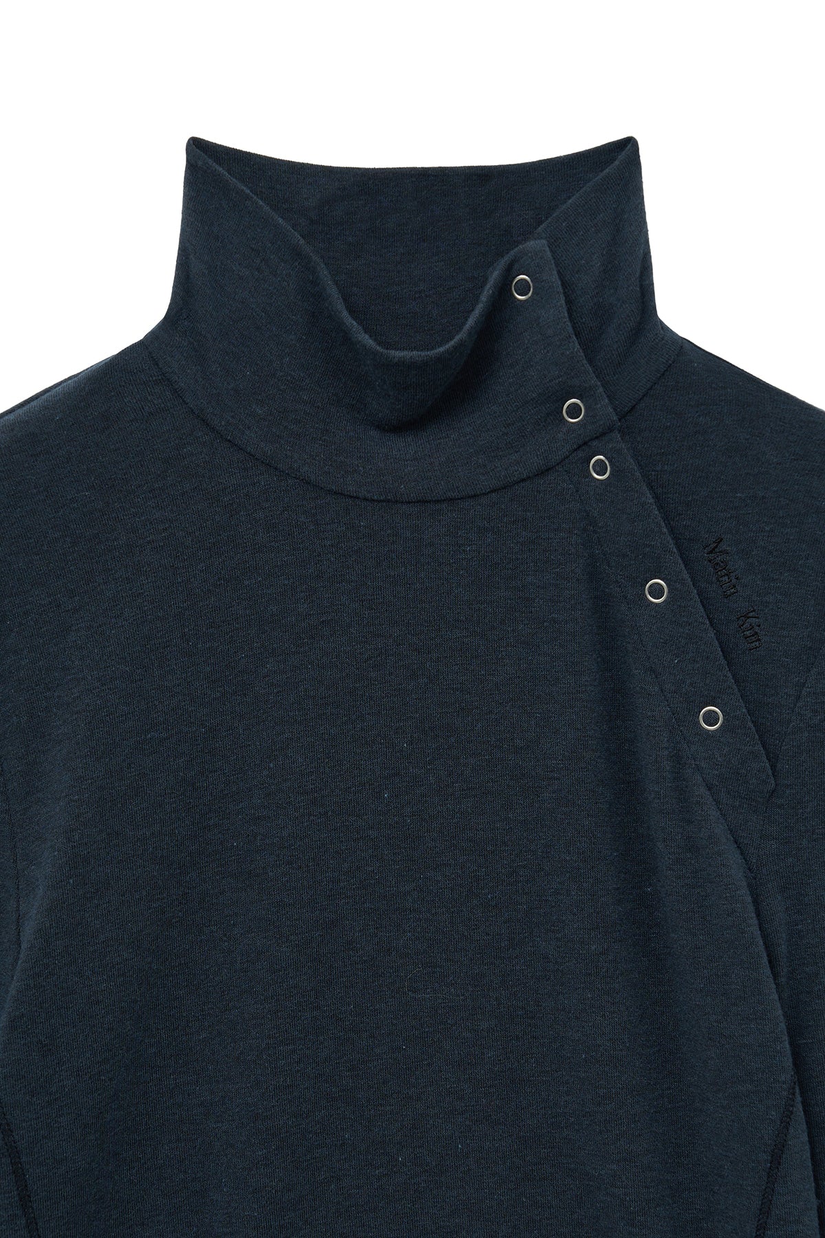 Matinkim Button Slit Half Neck Top IN Navy