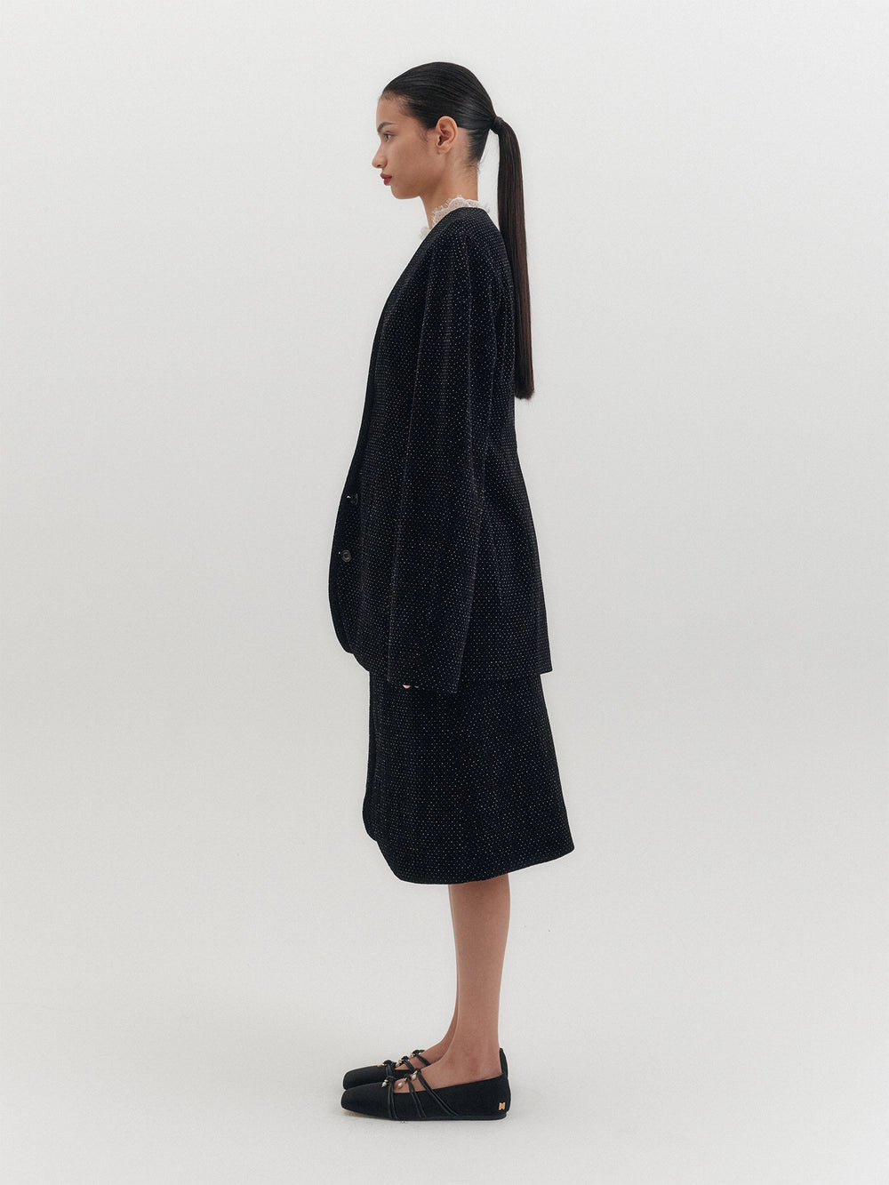 EENK Velvet Button Skirt - Black