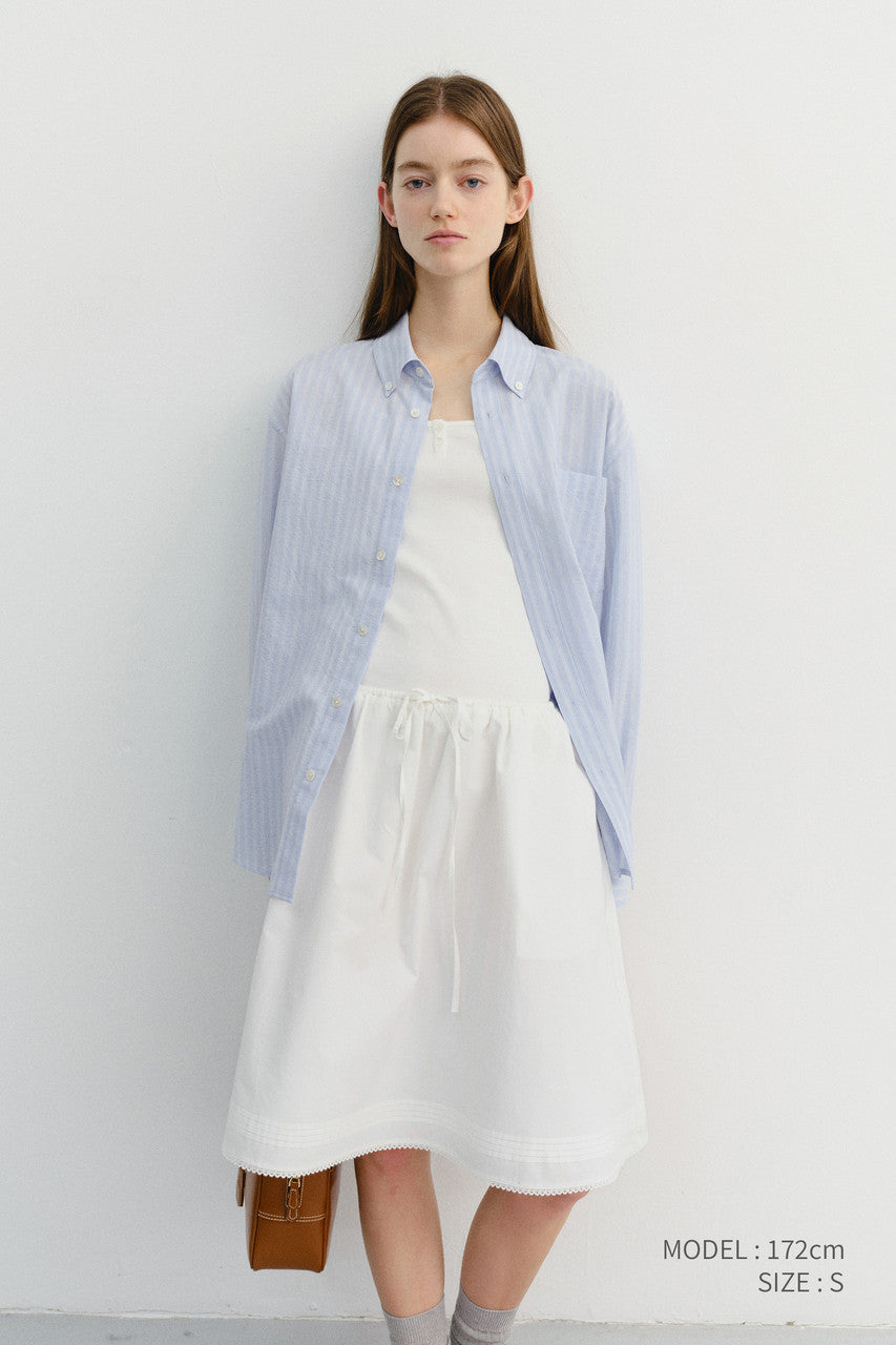 Dunst Unisex Classic Striped BD Overshirt Blue