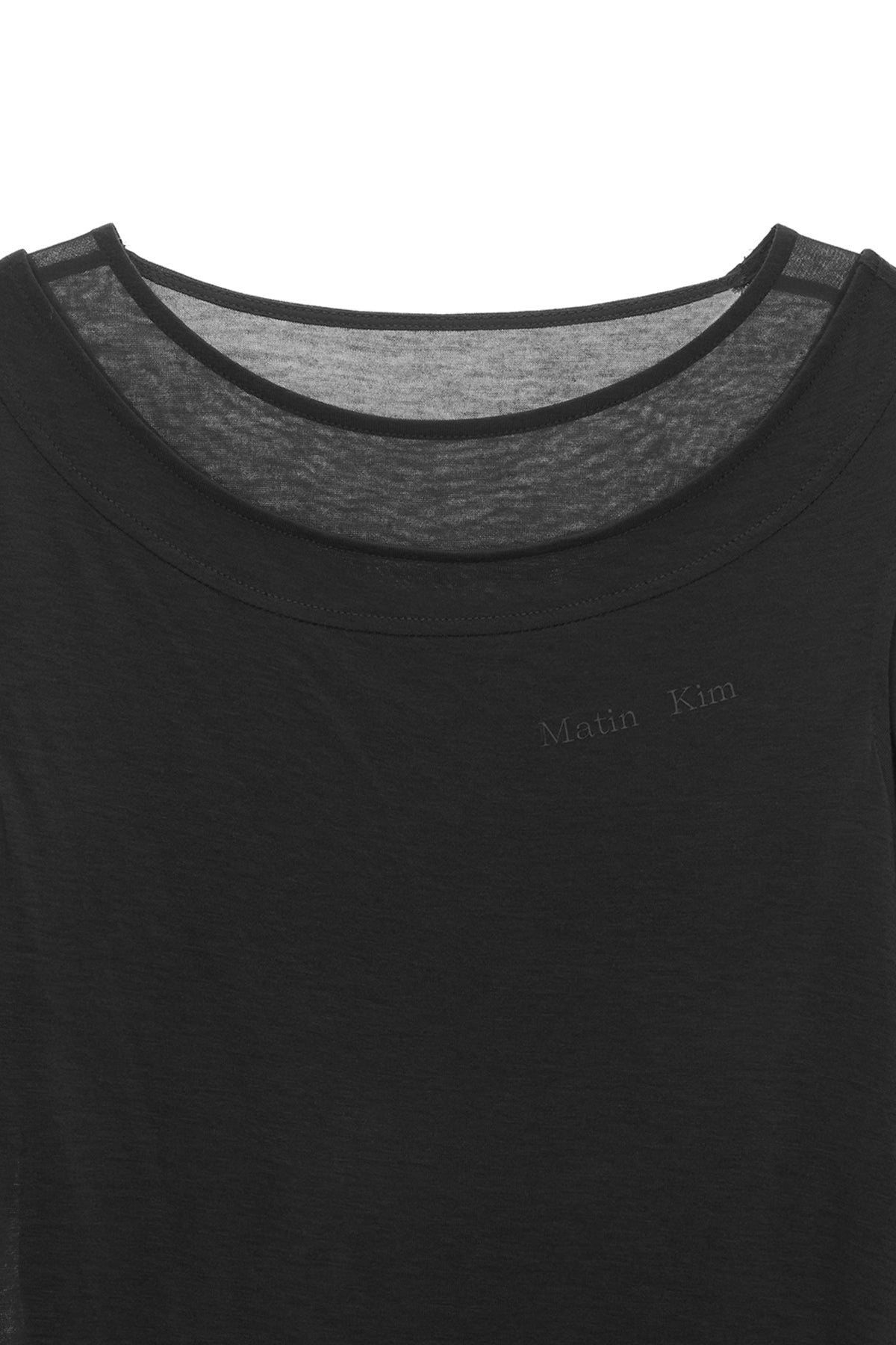 [matinkim] SLIT POINT SLEEVELESS LAYERED TOP IN CHARCOAL