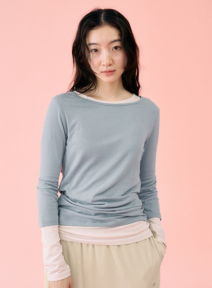 Mango Maniplease Powder Tee Ash Blue