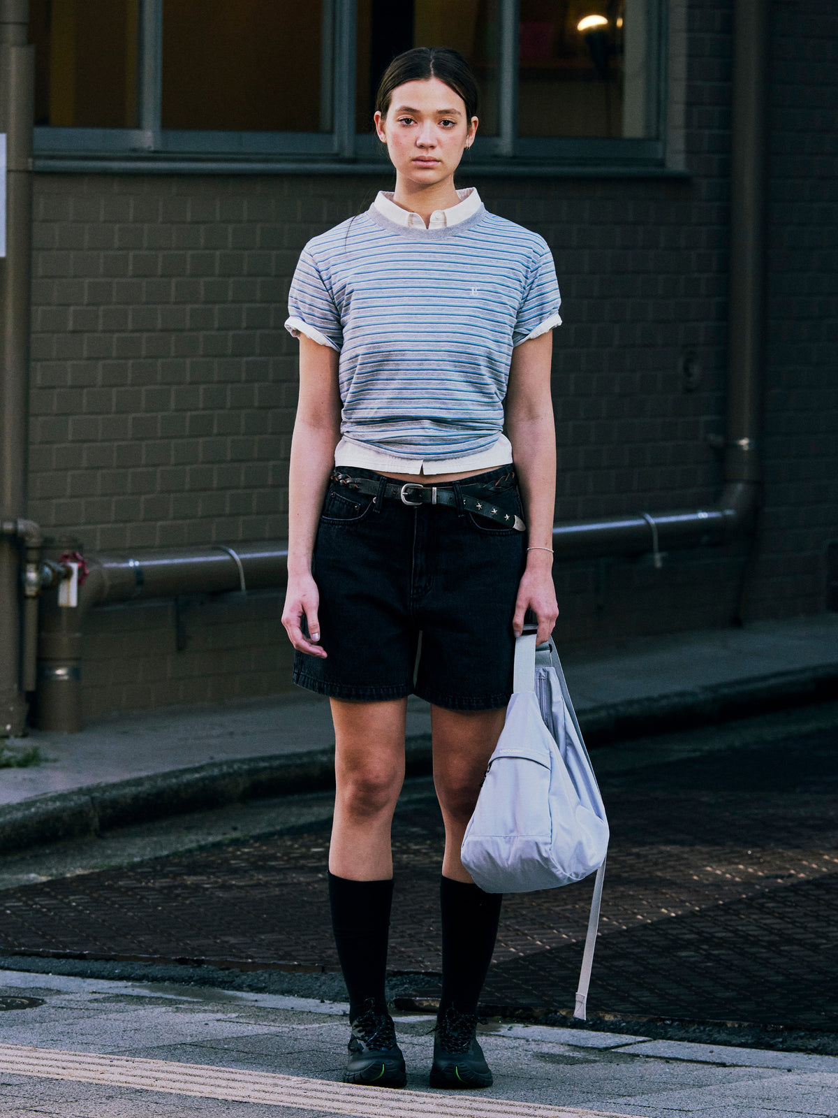Low Classic Lc Striped Mini T-Shirt Melange Grey