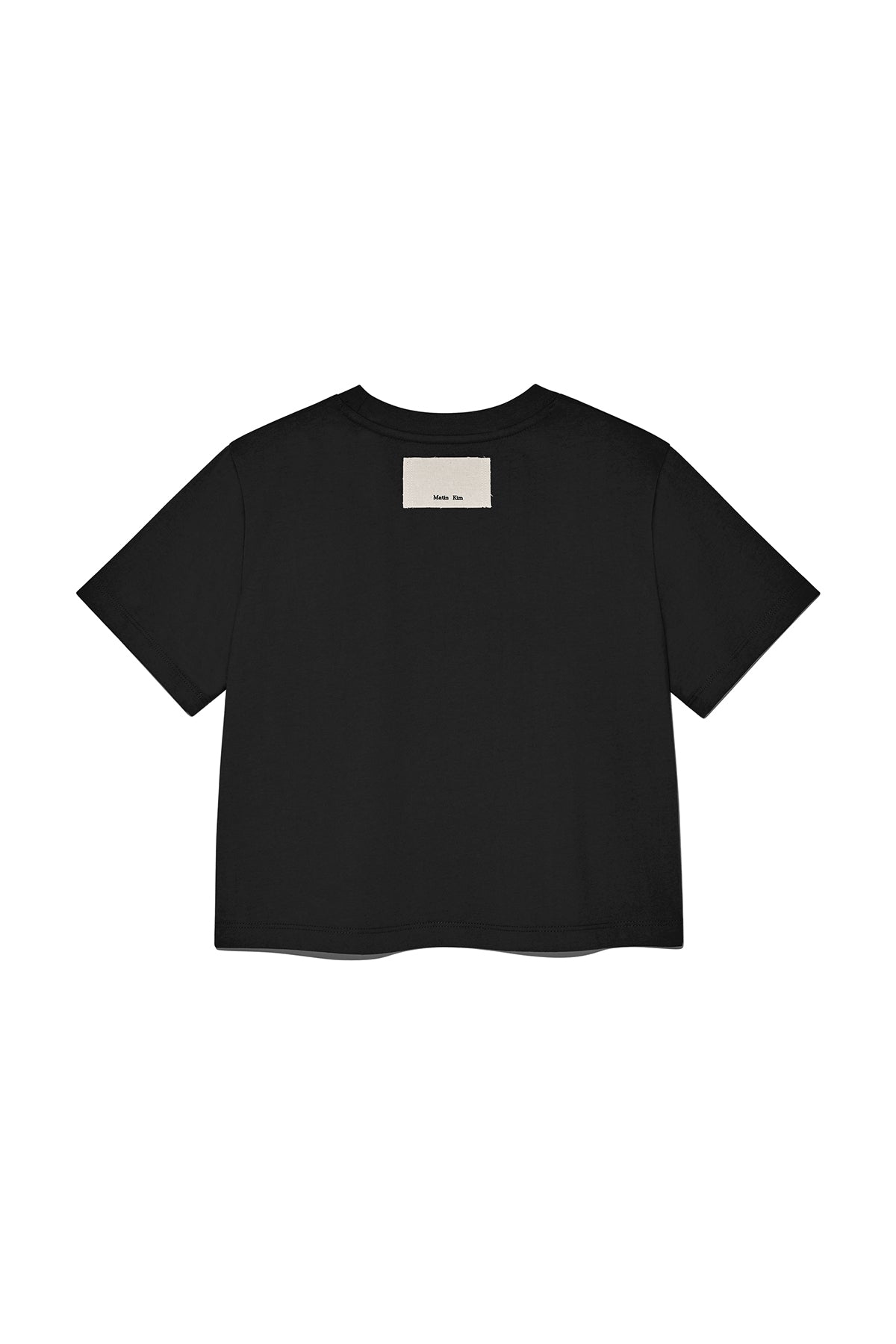 [matinkim] LOGO THREAD POINT CROP TOP IN BLACK