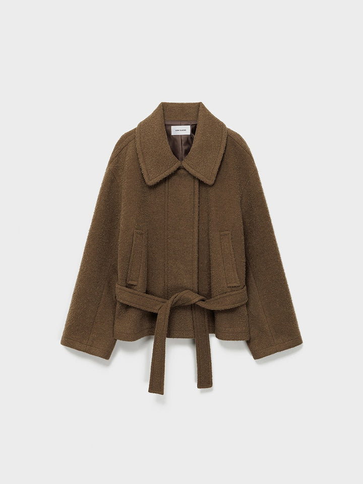 Low Classic Alpaca Blend Low-Waist Belted Half Coat Khaki Brown