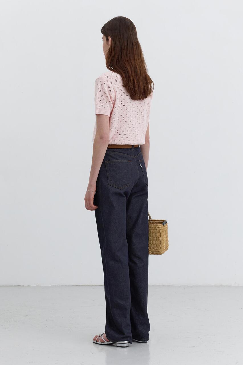 Dunst Crochet Crewneck Cardigan Soft Pink