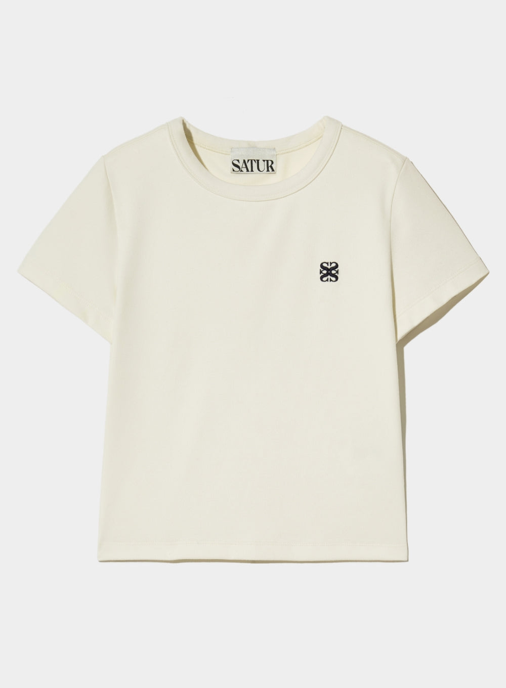 [satur] (W) Essential Basic Logo T-Shirt - Cream Ivory