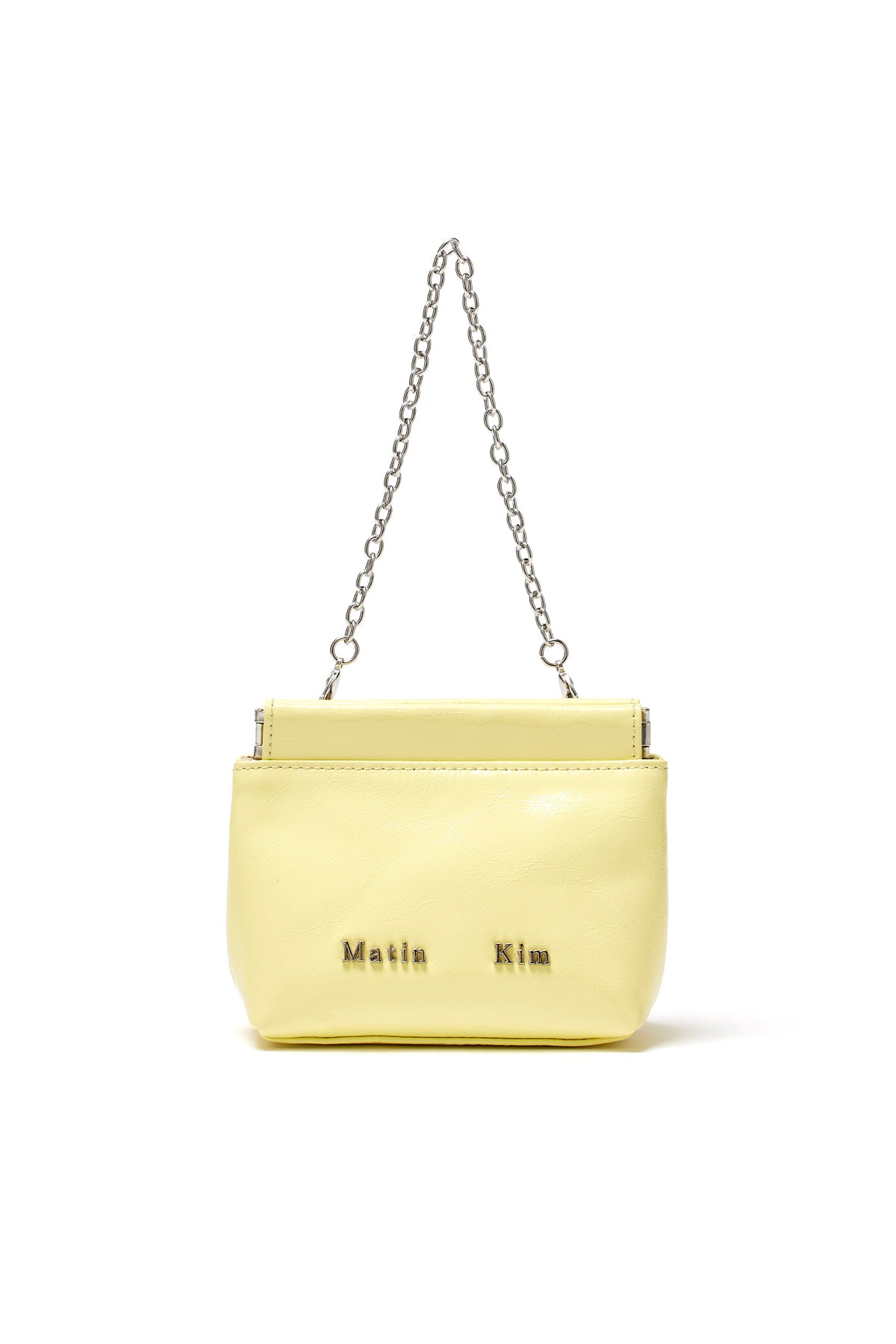 [matinkim] GLOSSY LEATHER MINI WALLET BAG IN LIGHT YELLOW