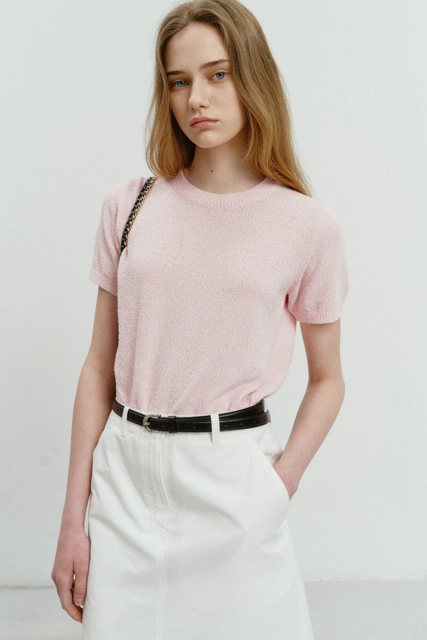 Dunst Summer Cotton Crew Neck Knit Soft Pink