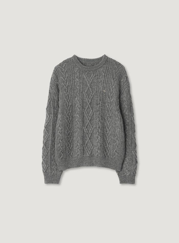 Mango Maniplease Doll Cable Knit Grey