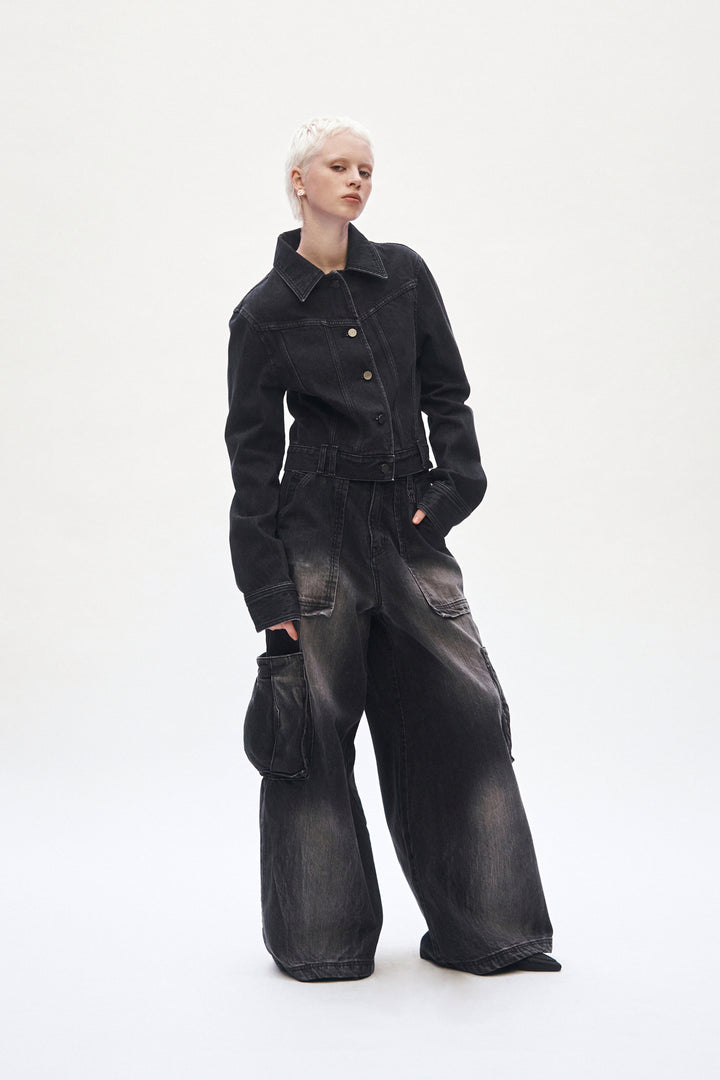 Treemingbird Denim Cargo Pants Black