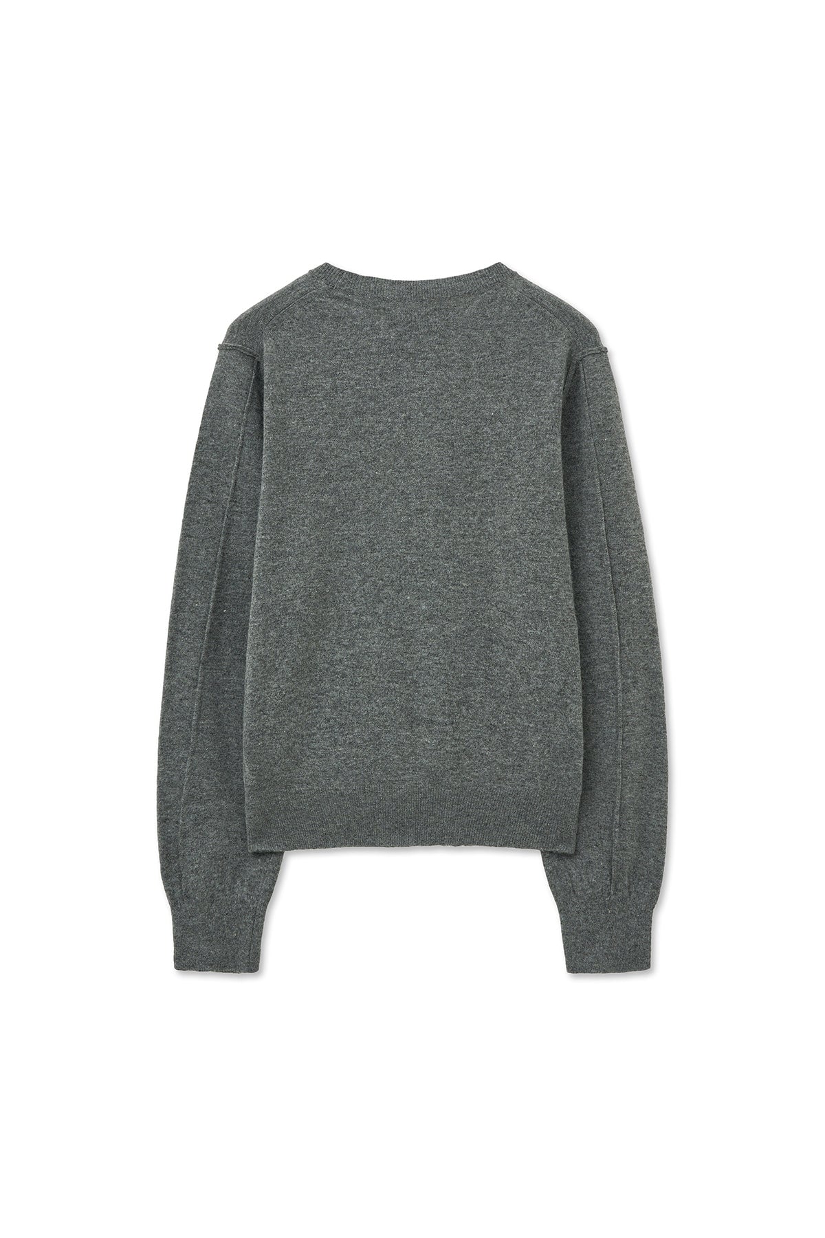 [matinkim] CASHMERE BLENDED ROUND KNIT PULLOVER IN GREY
