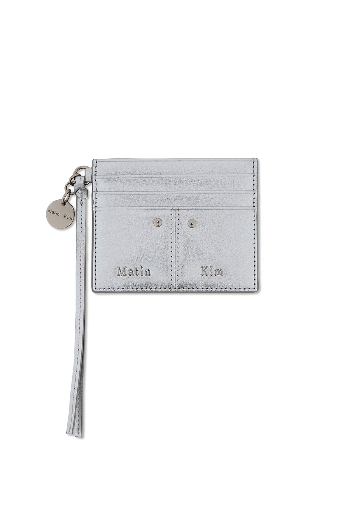 Matinkim Steel Logo Rivet Card Wallet IN Silver