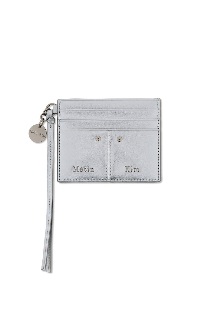 Matinkim Steel Logo Rivet Card Wallet IN Silver