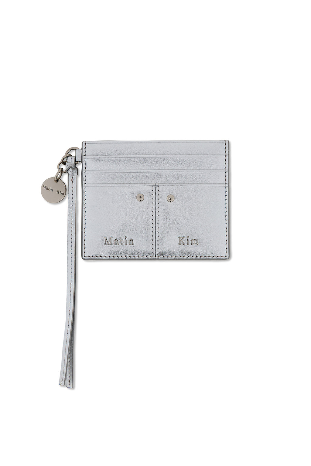 Matinkim Steel Logo Rivet Card Wallet IN Silver