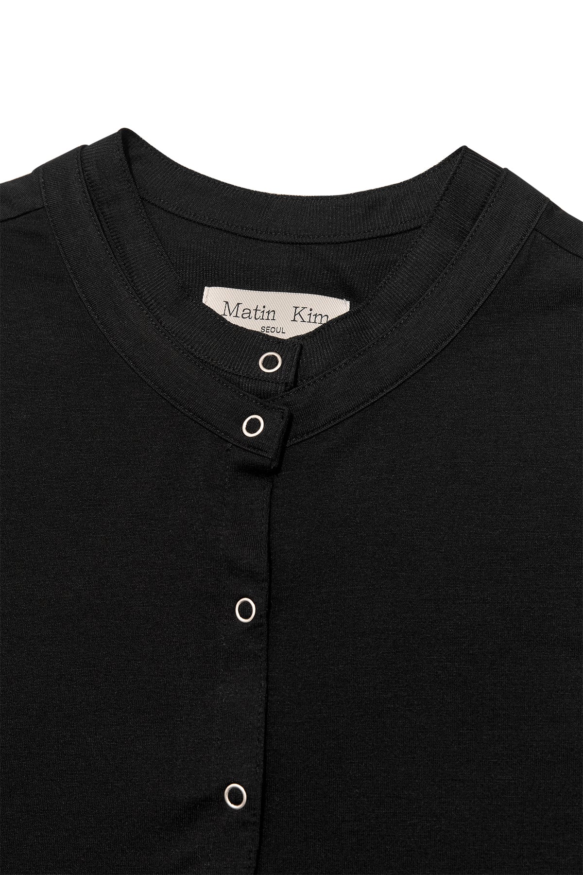 [matinkim] LAYERED SNAP CARDIGAN IN BLACK