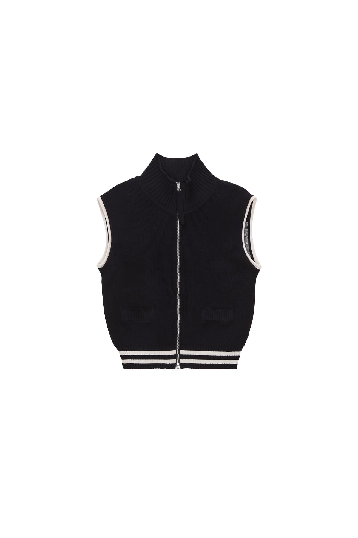 [matinkim] SPELL POINT STRIPE KNIT VEST IN BLACK