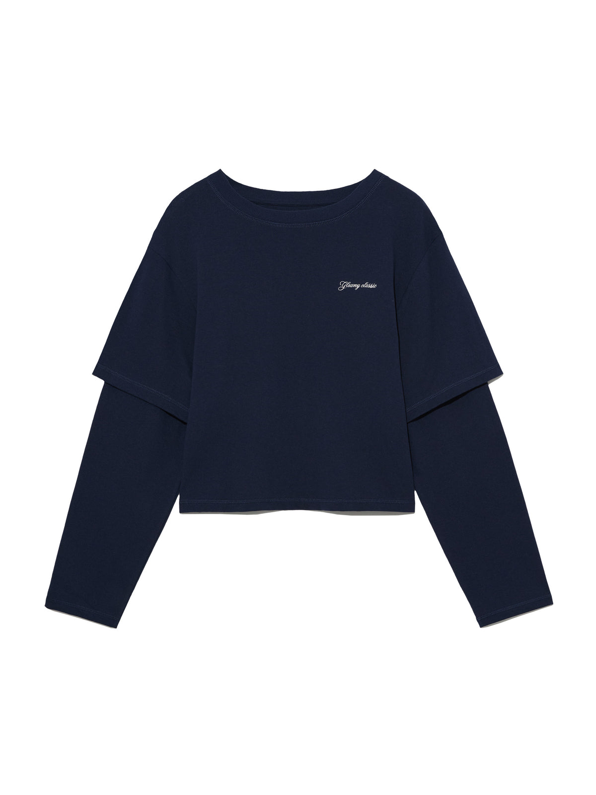 GLOWNY G Double Sleeve Letter Tee (Navy)