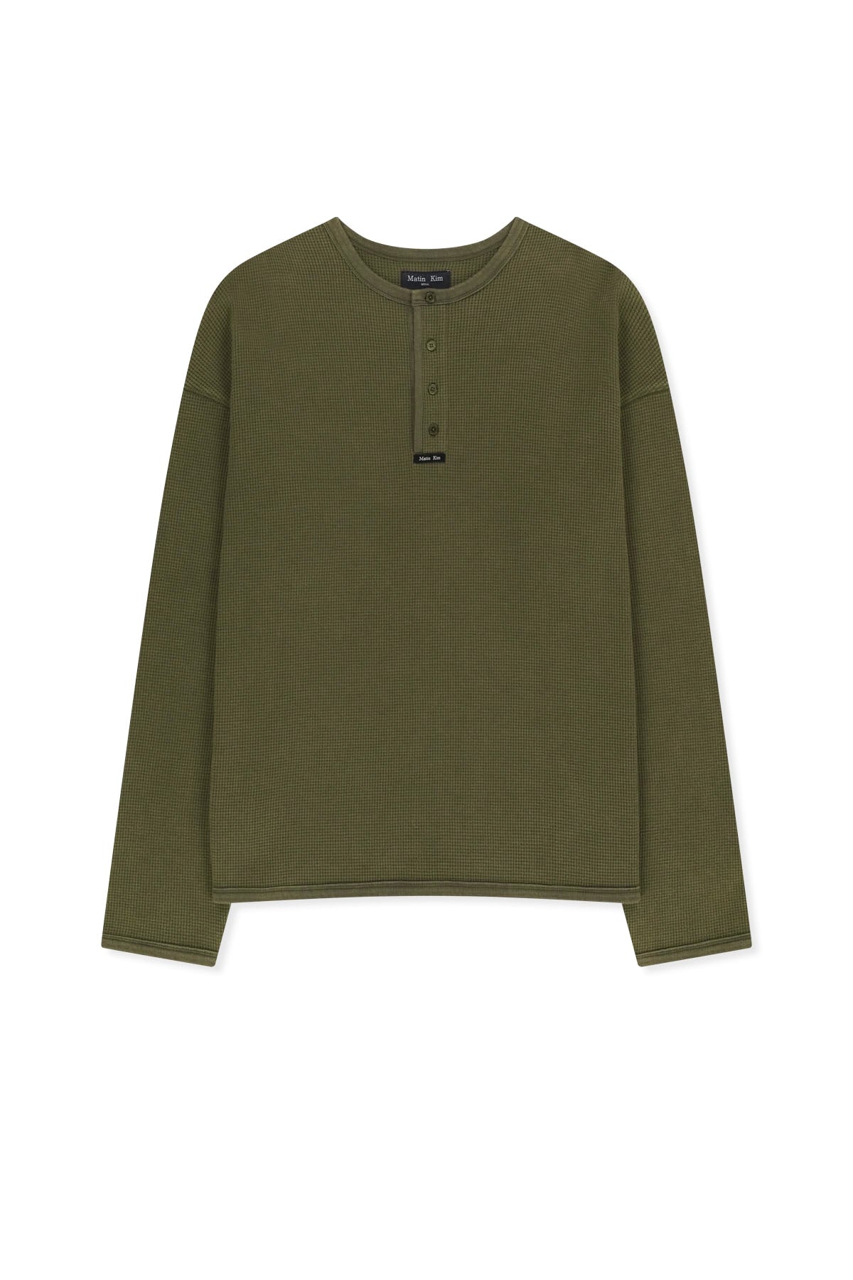 Matinkim Matin Washed Waffle Henley Neck Top For Men IN Khaki