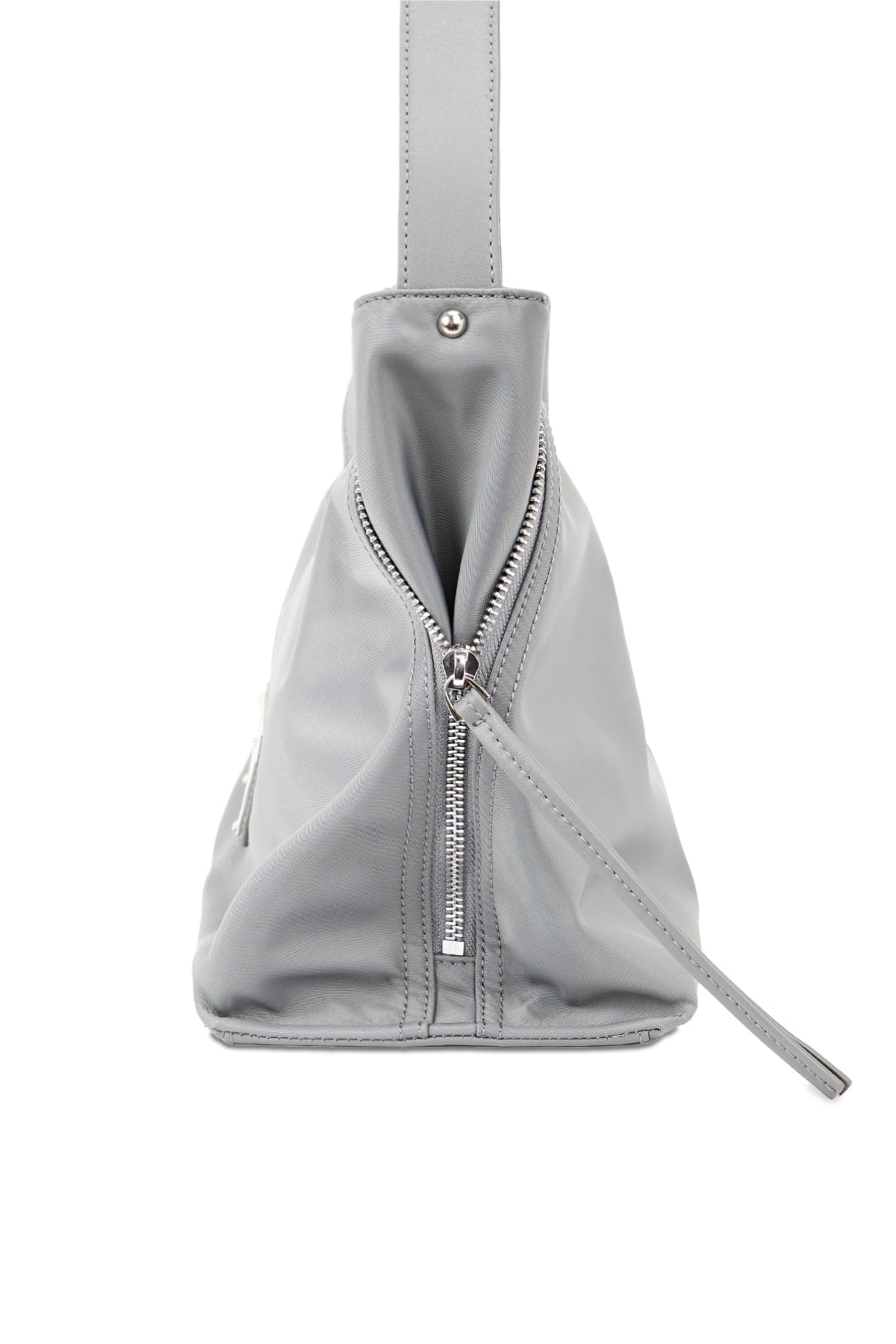 [matinkim] SIDE ZIPPER FABRIC SHOULDER BAG IN GREY