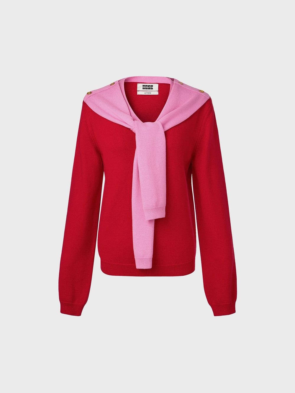 EENK Muffler Layered Knitwear Top - Red