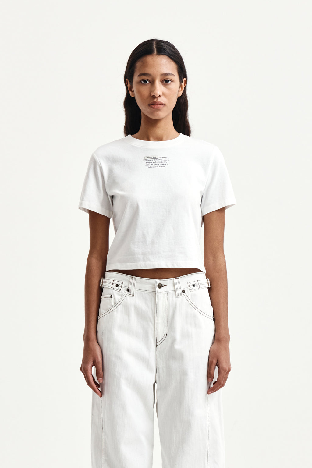 Matinkim Label Point Lettering Crop Top IN White