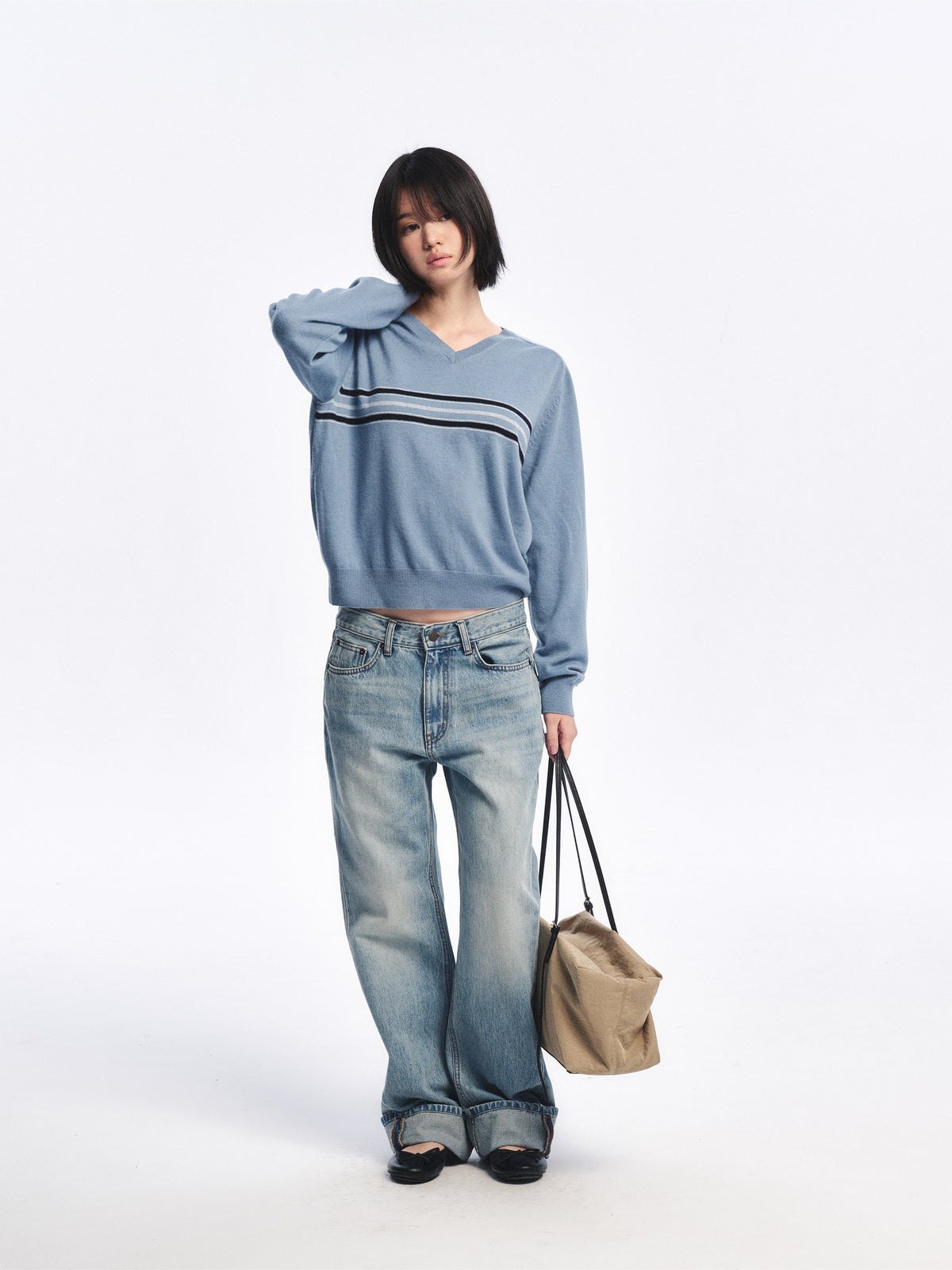 Low Classic Mid-Rise Roll-Up Jeans Light Blue