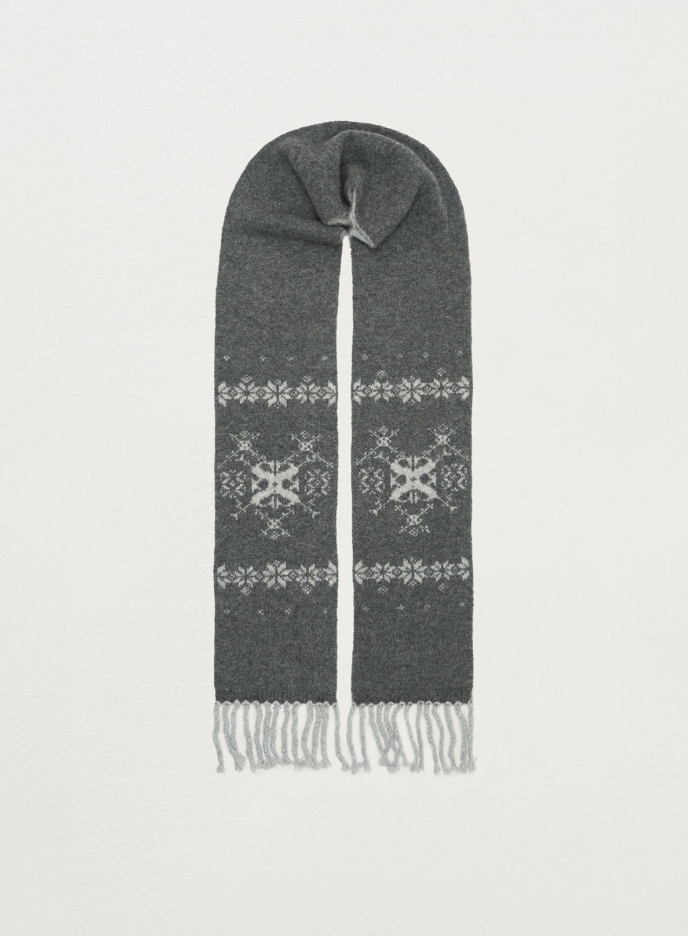 [satur] Nordic Intarsia Knit Muffler - Gray