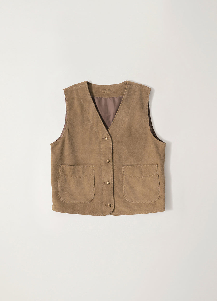 Nothing Written Western suede leather vest (Camel)