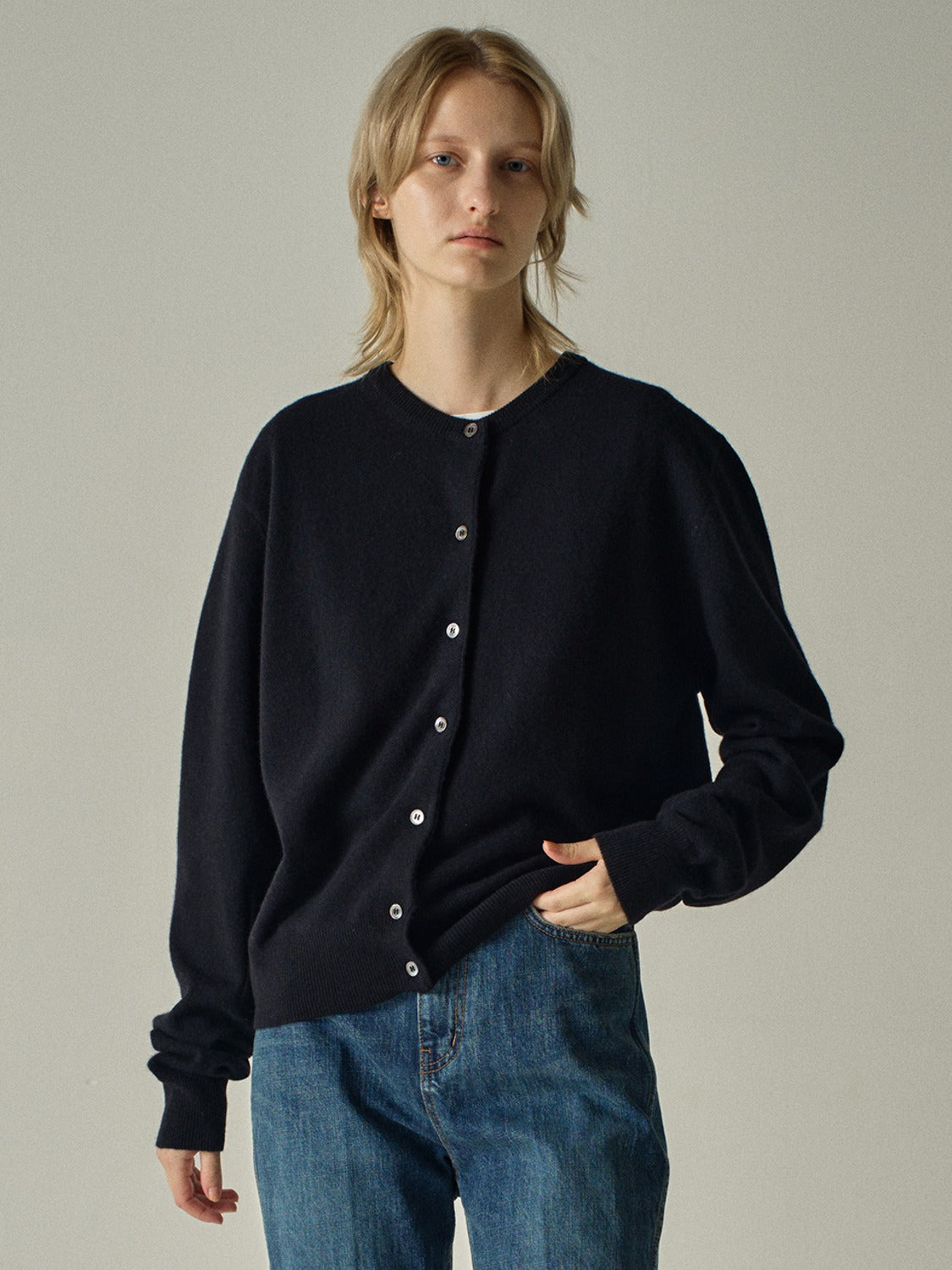 Facade Pattern Cashmere Essential Cardigan black